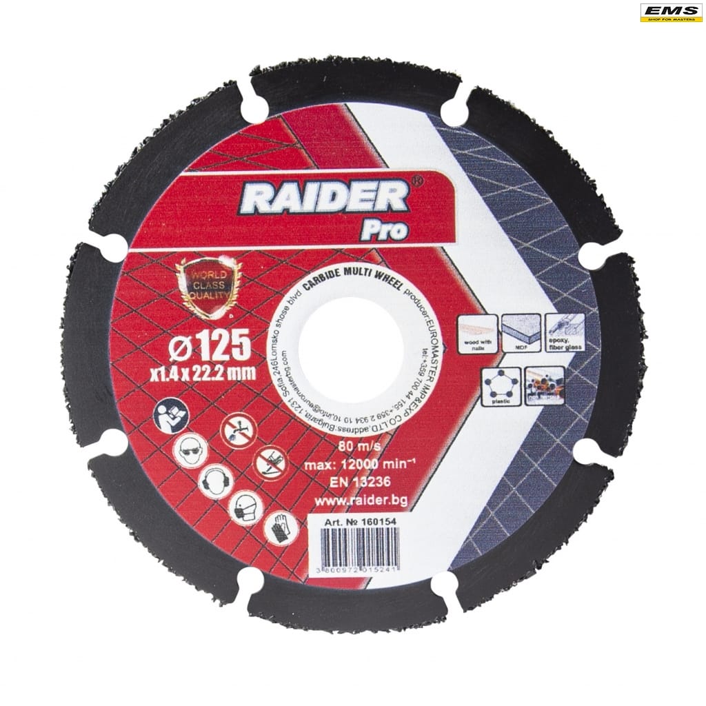 0000009604 Диск за ъглошлайф Carbide Multi Wheel 125x22.2mm Raider 160154