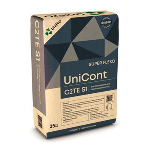 УНИКАЛПРОЕКТ УНИКОНТ C2TE S1 SUPER FLEXO ВИСОКОЕЛАСТИЧНО ЛЕПИЛО ЗА ПЛОЧКИ 25 КГ 10300010