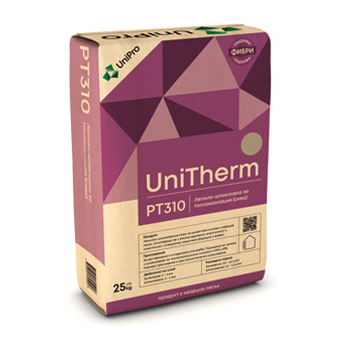 Унитерм лепило-шпакловка за топлоизолация с фибри бяло 25кг рт320