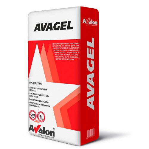 АВАЛОН AVAGEL МНОГОФУНК.ЕЛАСТ.ЛЕПИЛО ЗА ПЛОЧКИ/КЕРАМИЧНИ,ГРАНИТОГРЕС,КАМЪК,СТЪКЛОКЕРАМИКА/ 25КГ