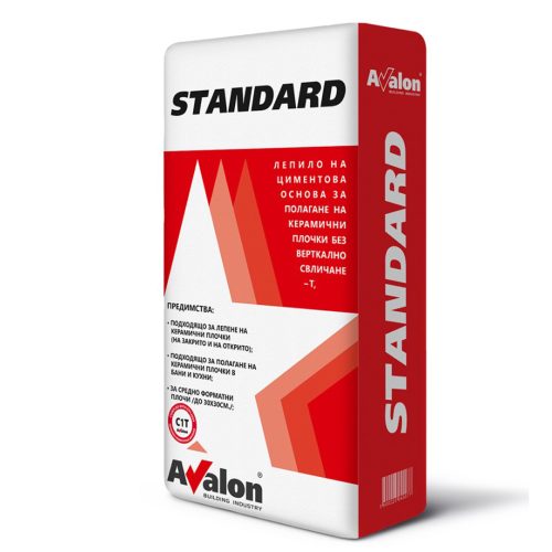 Лепило за керамични плочки Avalon Standard C1T За Фаянс Вътрешно 25кг 48бр/палет