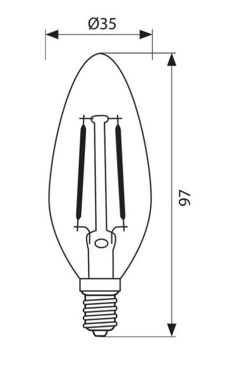 LED ФИЛАМЕНТ ЛАМПА 230V ТОПЛО БЯЛО BFV35LED 4W E14-2700K 004088