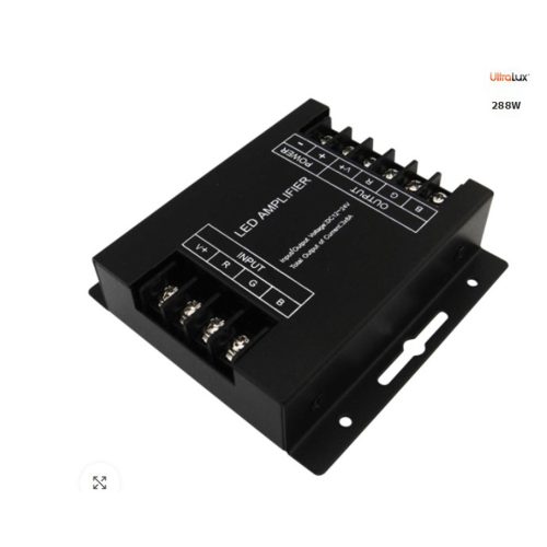 Усилвател за RGB LED лента UltraLux RGBAMP24A, 24A, 12-24V DC, 288W