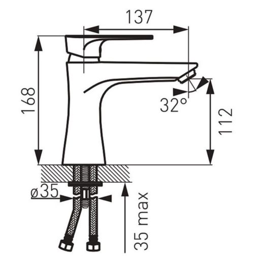 Смесител стоящ за умивалник ALGEO SQUARE BAQ2