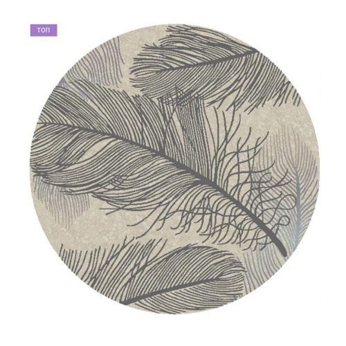 Килим Бохо черни пера беж 160х160