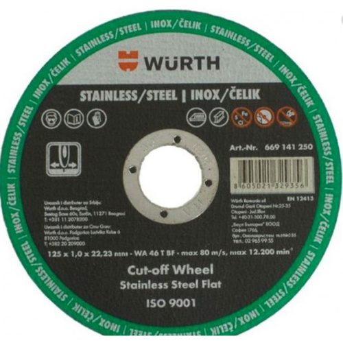 Диск За Рязане На Метал Wurth Standart Inox 125mm X 1