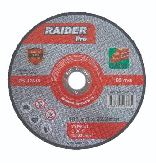 Диск за камък, за ъглошлайф, 230x3x22.2мм RAIDER RDP 160137