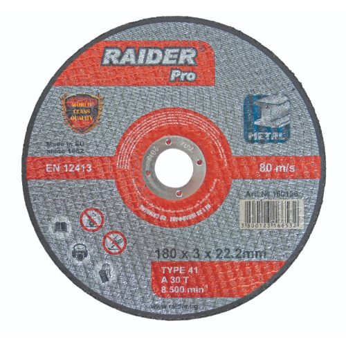 Диск за метал за ъглошлайф, 180x3x22.2мм RAIDER RDP 160126