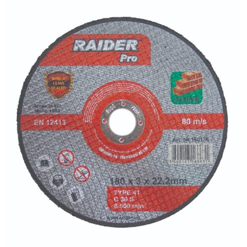 Диск за камък за ъглошлайф 180x3x22.2мм, RAIDER RDP 160136