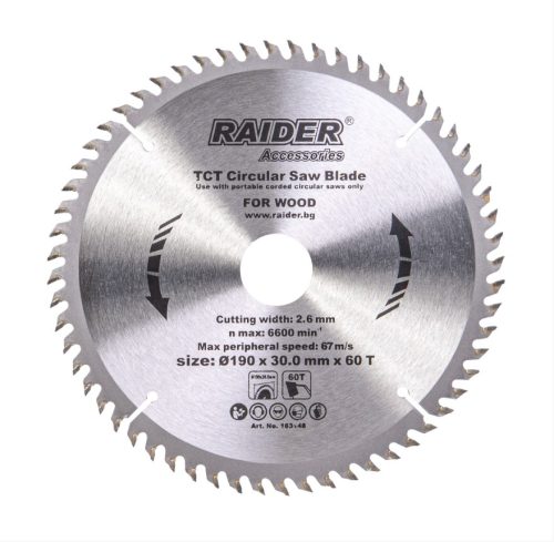 Диск за циркуляр 190х60Тх30mm Raider 163148