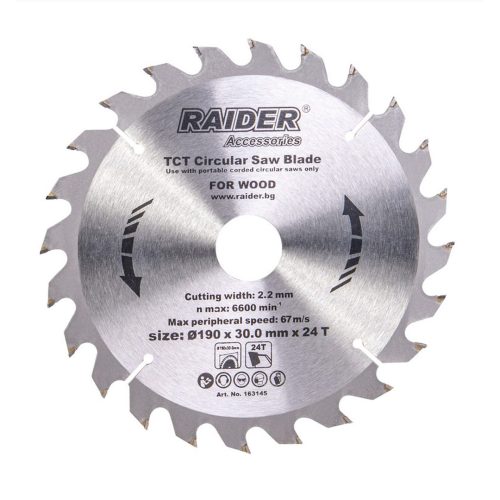 Диск за циркуляр 190х24Тх30mm Raider 163145