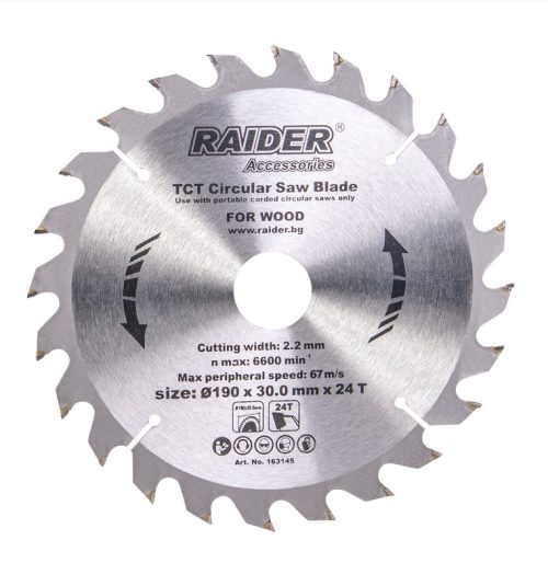Диск за циркуляр 190х24Тх30mm Raider 163145