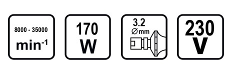 Шлифовалка права RAIDER RD-MG09 170W LCD с жило и стойка + 126 аксесоара