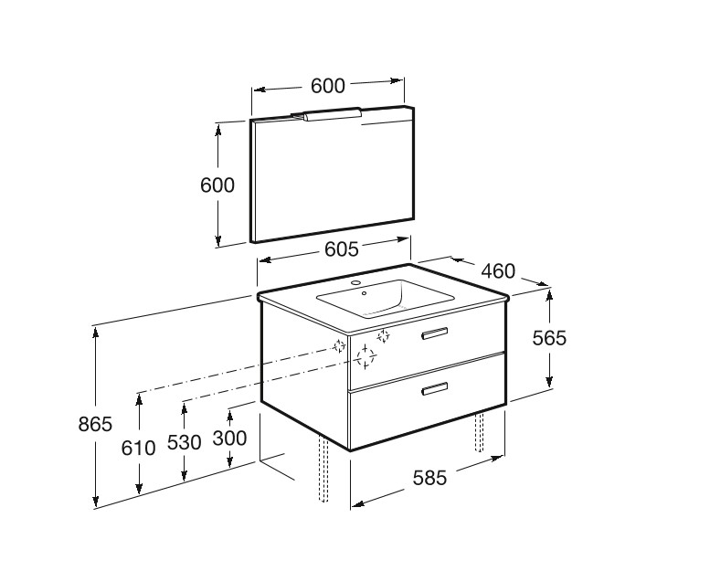 0000018546 Стенен шкаф за баня Victoria Basic 60 см. без мивка Бял гланц