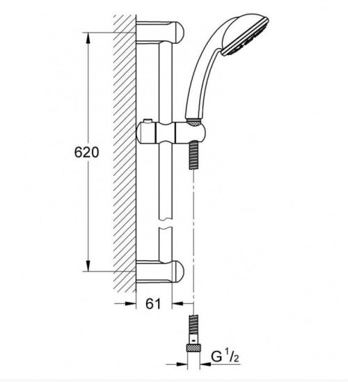 Tempesta 110 комплект окачване за баня, 600 mm GROHE Tempesta 110 26162003
