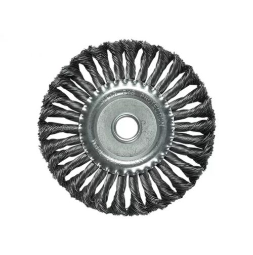 Четка за ъглошлайф, 150mm, вътрешен D 22mm, плоска, усукана стоманена тел, МТХ 746349