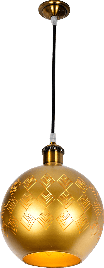 0000023206 Висящо осветително тяло GAUSS GS-619834 – сферичен златен абажур, 1×E27, Ø21 × 19 см