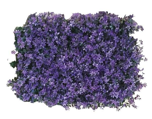 Изкуствена трева за стена Изкуствена трева за стена. Декоративно пано от лилави цветя