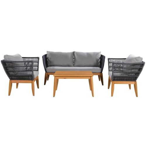 Кафе сет капри дърво с метална рамка 1016334 Брико