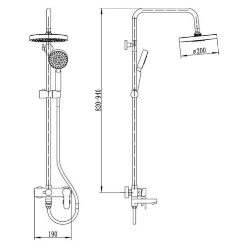 Душ система за баня в цвят черен мат FORMA VITA 11000B
