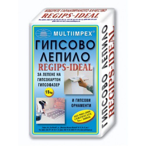 Мултиимпекс гипсово лепило регипс идеал 15кг.67бр/п 0518-21-68