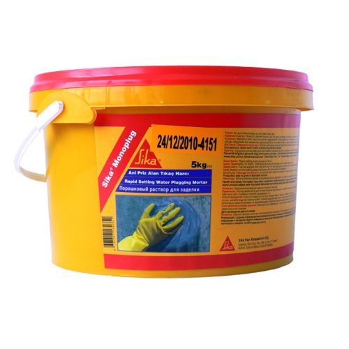 Бързовтвърдяваща запушваща смес за спиране на течове Sika Mono Plug, 5 кг, сива