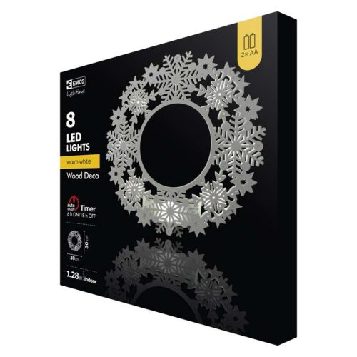 LED Светещ Коледен Венец 8LED 2АА Т