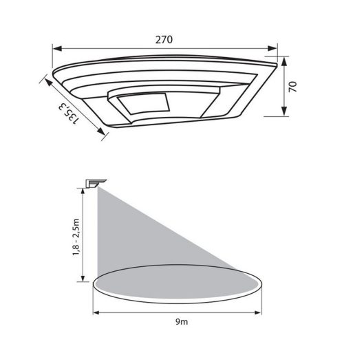 LED аплик със сензор за движение бял IP54 LUNAR LED 10w SR12 004338