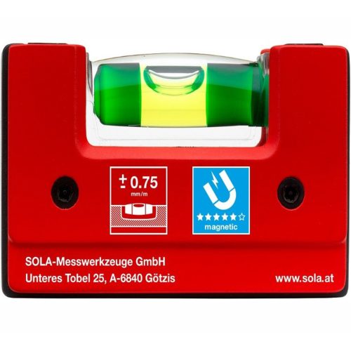 Нивелир мини Sola пластмасов с магнит 68 мм, 0.75 мм/м Go! magnetic