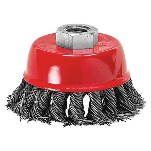 Четка за Ъглошлайф 75мм, Чашковидна, Усукана на Плитки Стоманена Тел М14 МТХ 746249