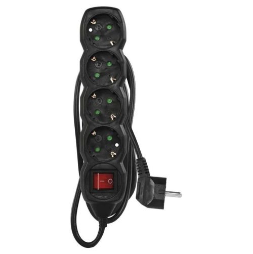 Разклонител 4-ка 1.5м С Ключ 16а Pc1421r Черен 5087