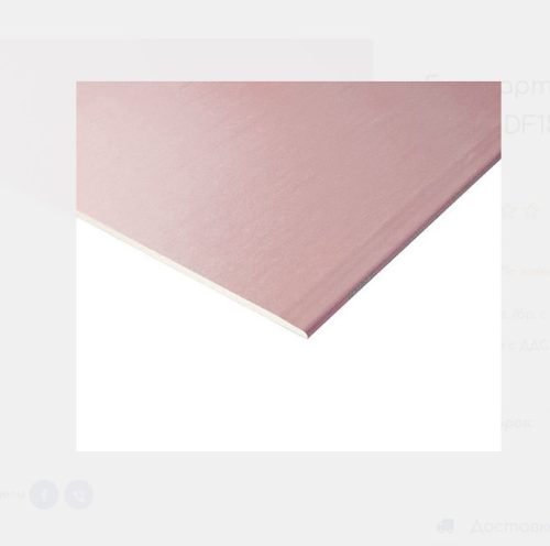 Гипсокартонена плоскост огнеустойчива KNAUF DF15 (тип GKF, червена серия), 15 мм (1200×2000 мм) – 2.40 m² / ~33.6 кг (~14.0 kg/m²) / 40 бр./палет