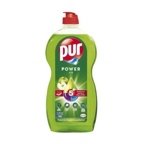 Течен препарат за миене на съдове с аромат на ябълка - Pure Power 5+, 450 мл
