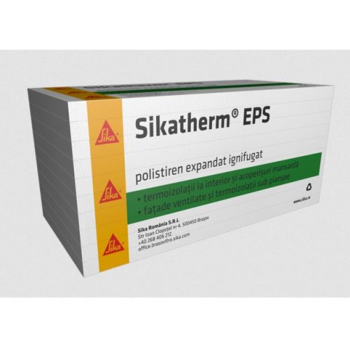 Топлоизолационна плоча от експандиран полистирен (EPS 70) Sikatherm, 50 mm (1000×500 mm), λD = 0.038 W/mK, CS(10)70, TR100, клас E, плътност 13–15 kg/m³, 0.50 m²/плоча, 2.50 m²/пакет (5 бр.)