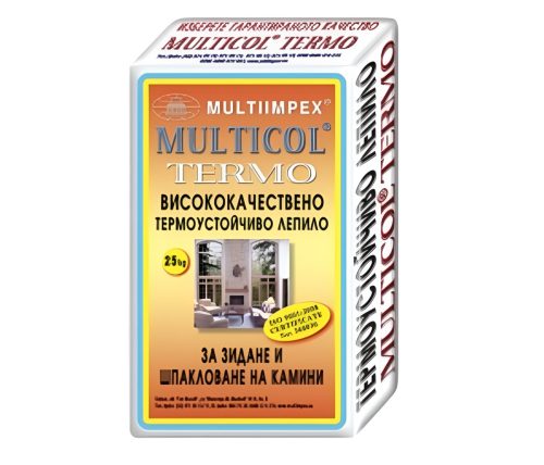 Висококачествено циментово термоустойчиво лепило за зидане и шпакловане на камини - Мултиимпекс Мултикол Термо Х 5 Кг