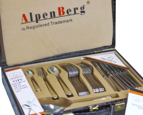 Комплект прибори за хранене AlpenBerg, 52 части (за 12 души), модел “Silver/Gold”