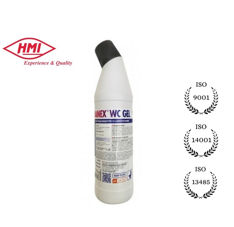 0000028906 Концентрат за почистване на санитарен фаянс от ръжда, варовик и органични замърсявания HMI® DANEX WC GEL 750 мл.
