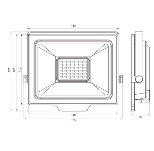 Прожектор Led  ,230v,ip65,черно Rich Led 30w/b 6400k/004533