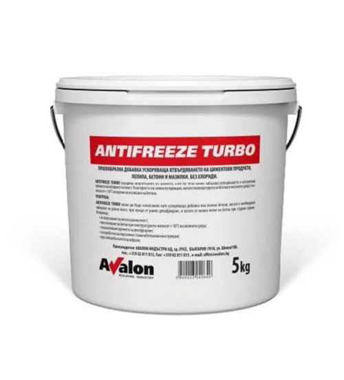 Прахообразна добавка Avalon ANTIFREEZE TURBO ускоряваща втвърдяването на циментови продукти, 1 кг,
