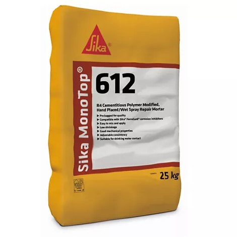 Съставка за дебелослойно възстановяване на бетон 25кг, клас R4 Sika MonoTop®-612