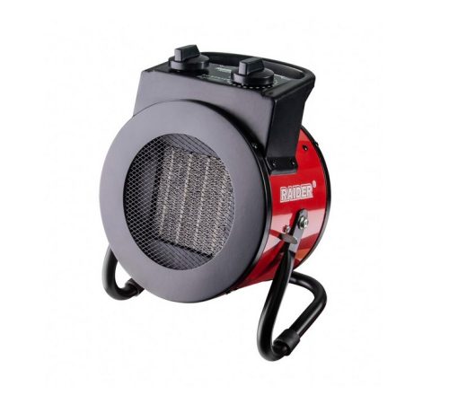 Калорифер електрически Raider RD-EFH10, 2kW, Кръгъл, Със стойка, Черен/Червен