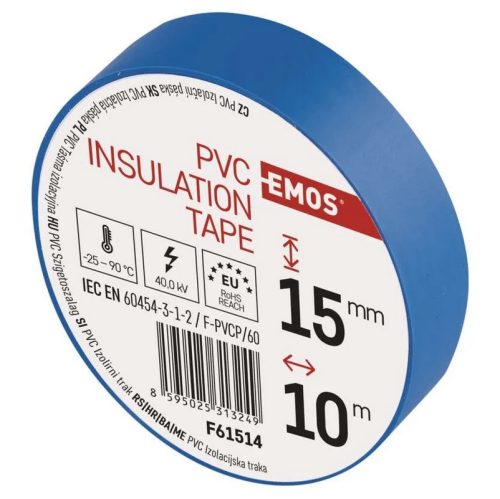 Изолационна лента PVC 15/10, EMOS 0,13мм х 15мм х 10м , Цвят: син