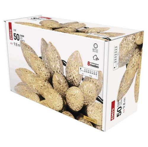 Коледни Led Лампички Шишарки D5zw01 Топло Бели 50бр 9,8м