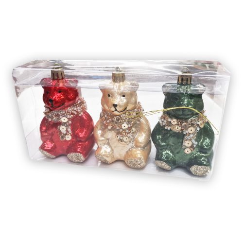 Коледни висулки „Bear Cuties“ (3 броя, в кутия)
