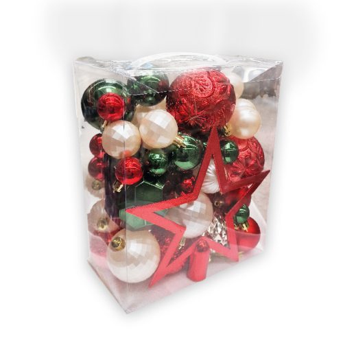 Коледни декоративни висулки (50 броя, в кутия, асортимент)