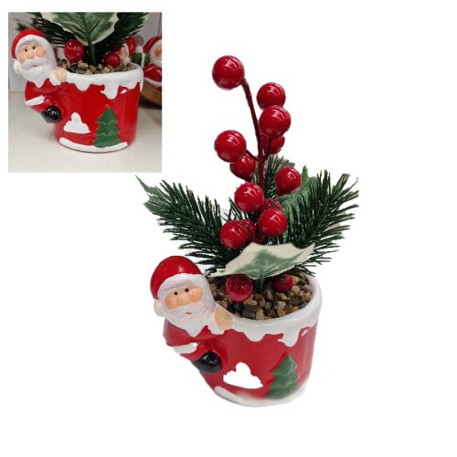 Коледна декоративна кашпа керамична