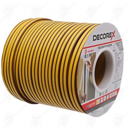 Уплътнител за врати и прозорци Decorex 42408, Е профил, 4 мм х 100 м, кафяв