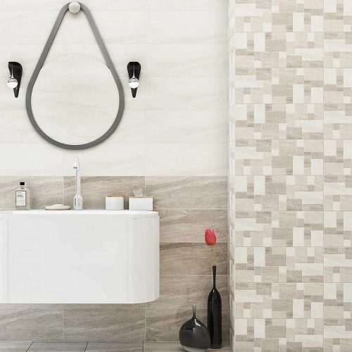 Декор стенен 20×50 см, Нове листа, светло сив – KAI (6516)