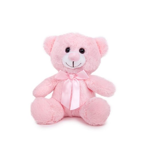 Мече с панделка 23 см (бяло, бежово, розово) Плюшената играчка е изцяло произведена в България.