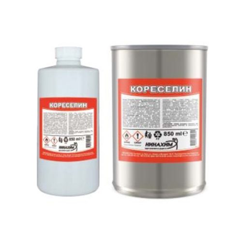 Кореселин (0.850 л) За разреждане до работен вискозитет на нитроцелулозни грундове, нитроцелулозни бои и лакове, обезмасляване на метални повърхности, измиване на инструменти и др.